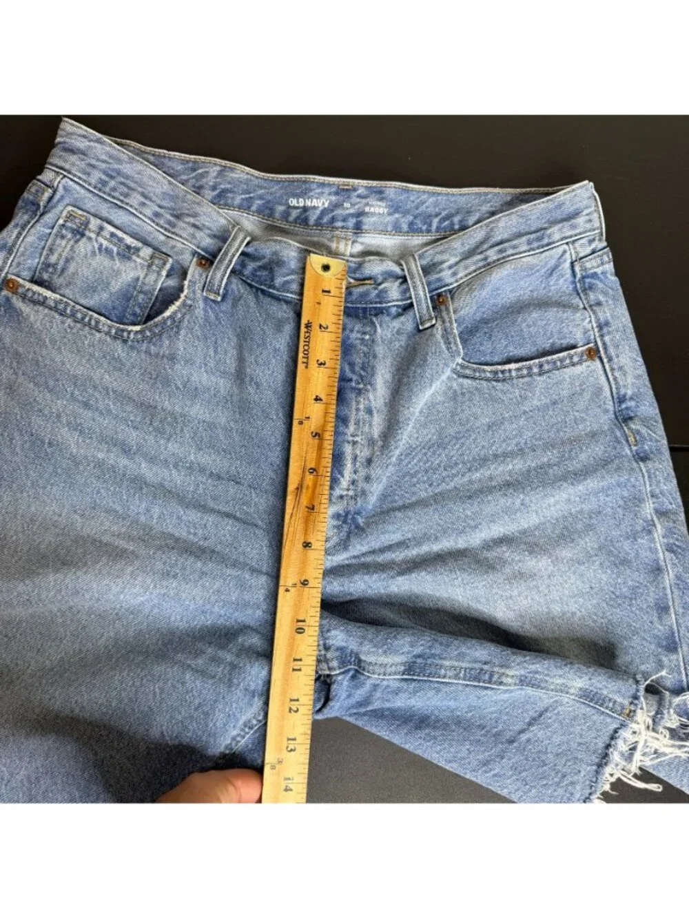 Old Navy Women's Baggy Cutoff Jean Shorts, Button-Fly, Size 10